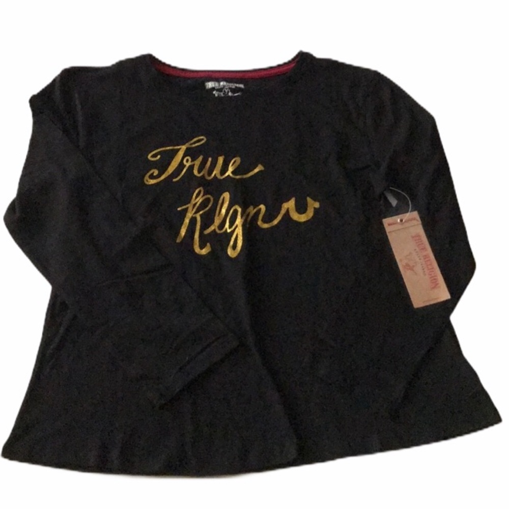 True Religion Girls Black Long Sleeve Tee L (12-14